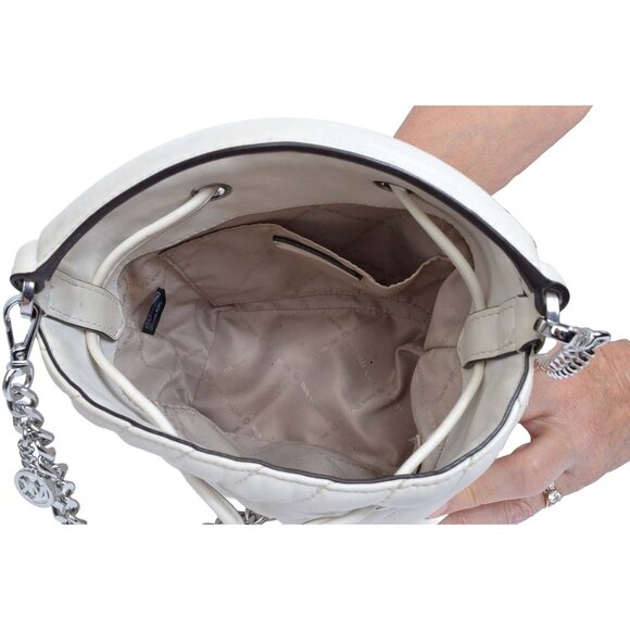 Michael Kors Suri Small White Bucket Crossbody Bag - Picture 7 of 17